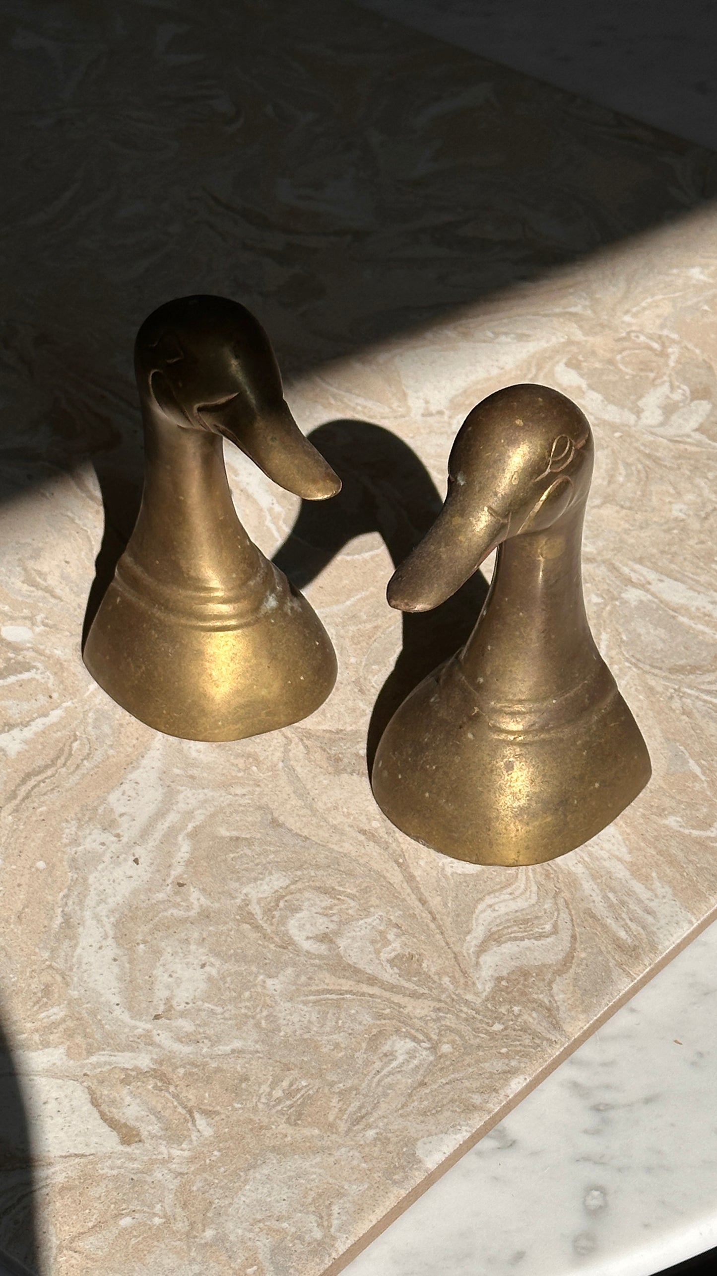 Vintage Brass Duck Bookends