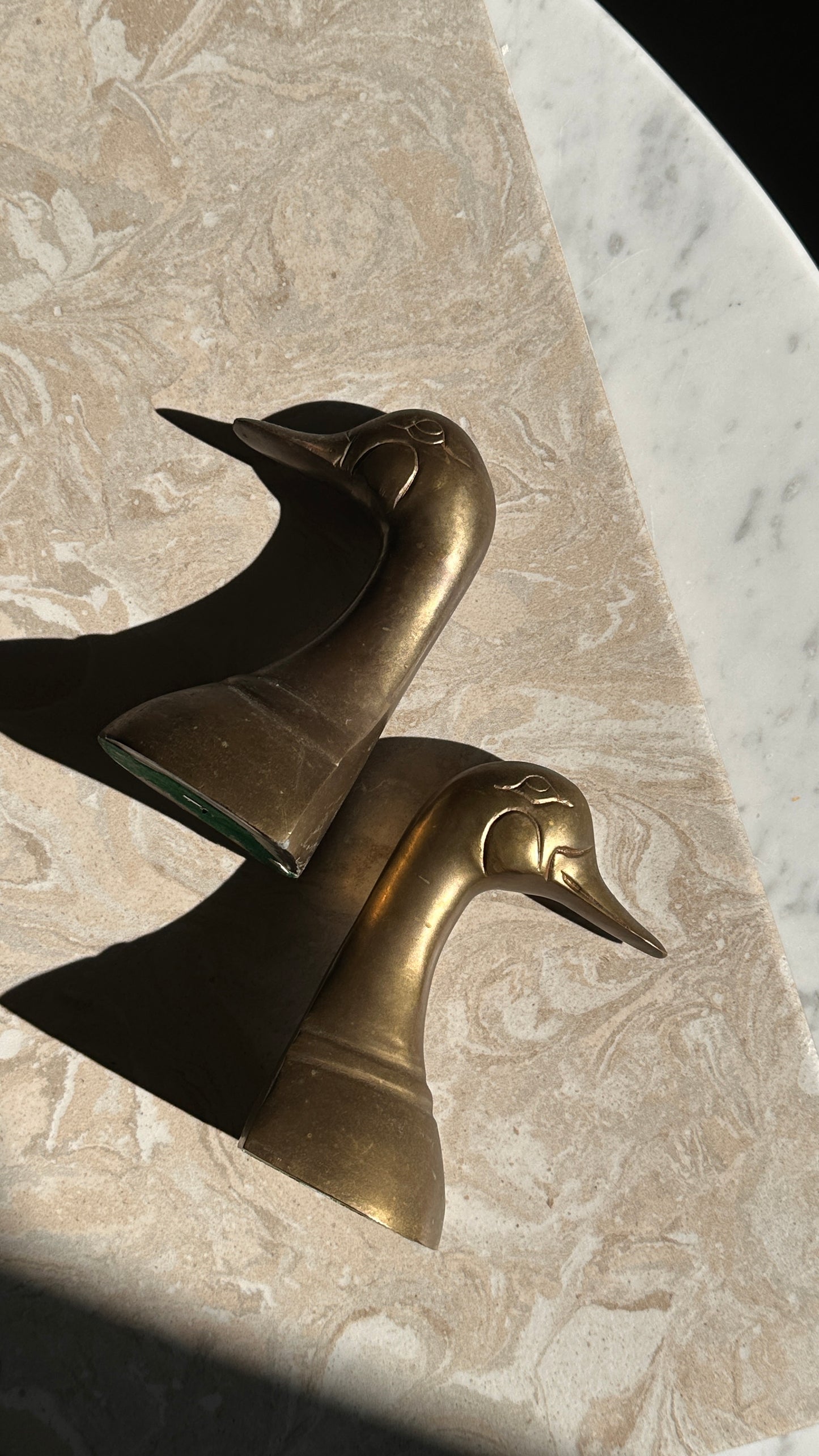 Vintage Brass Duck Bookends