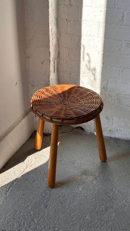 Wood & Wicker Footstool
