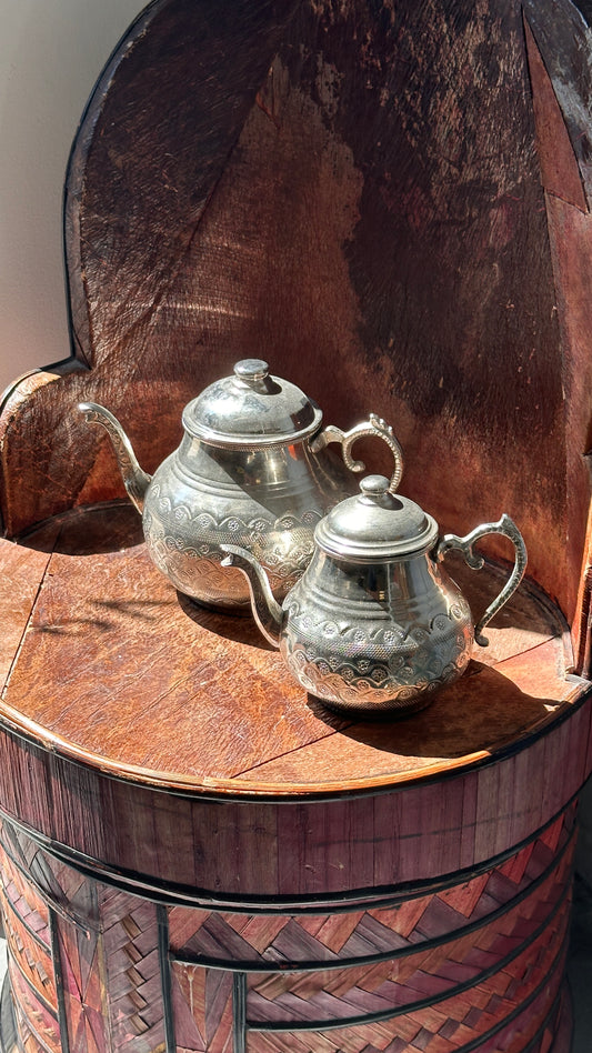 Pair of Metal Teapots