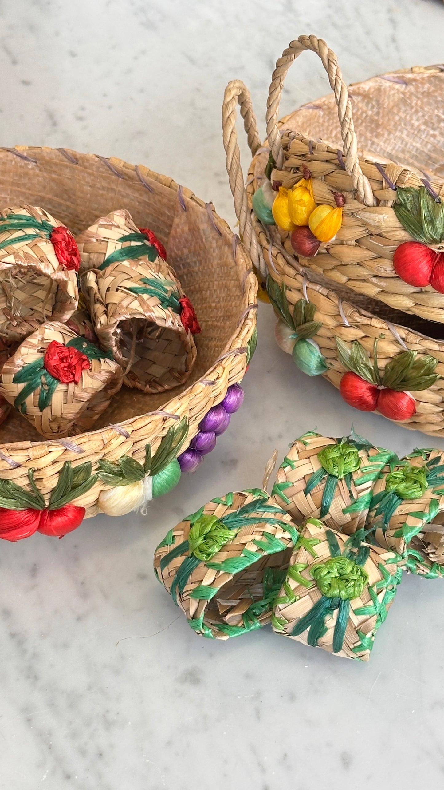 Set of Woven Bowls & Napkin Rings
