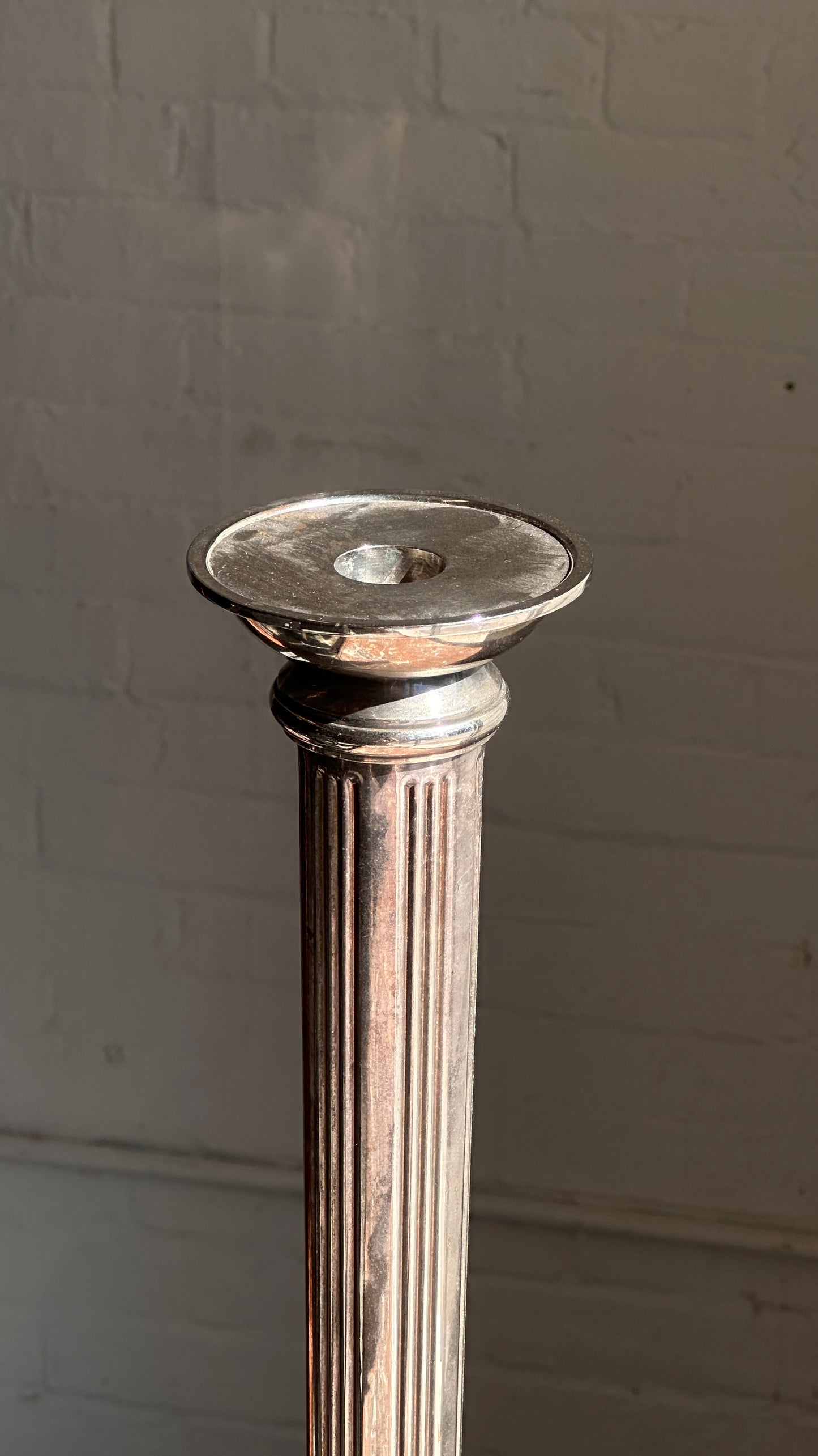Large Silver Corinthian Column Candle Stick