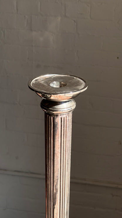 Large Silver Corinthian Column Candle Stick