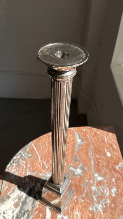 Large Silver Corinthian Column Candle Stick