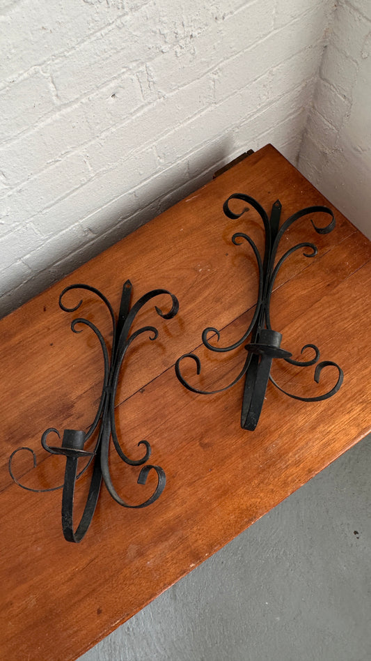 Pair of Curled Iron Candle Sconces
