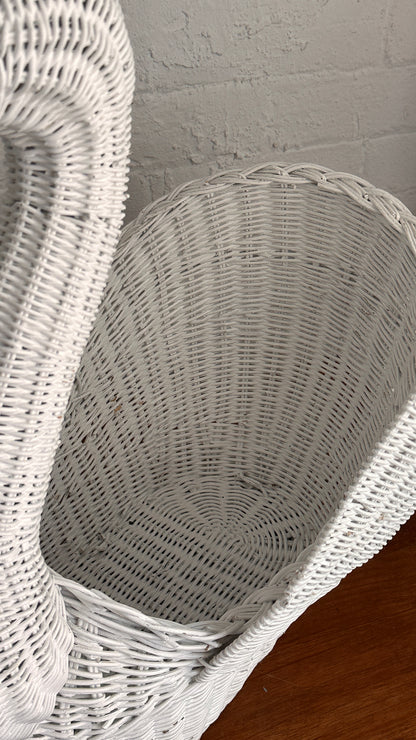 Large Vintage Wicker Swan Basket