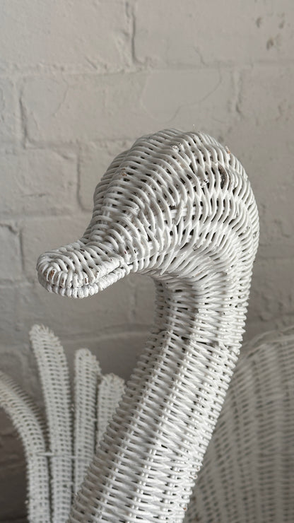 Large Vintage Wicker Swan Basket