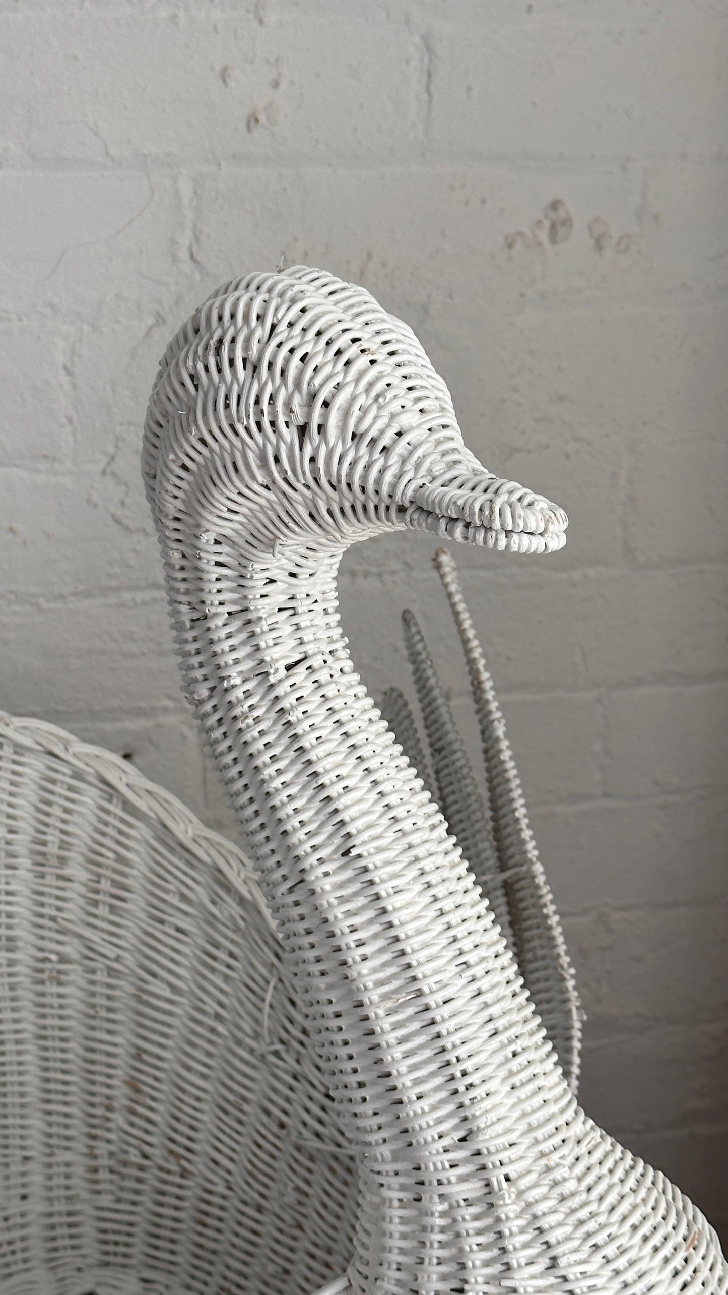 Large Vintage Wicker Swan Basket