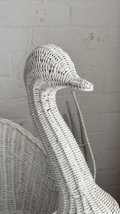 Large Vintage Wicker Swan Basket