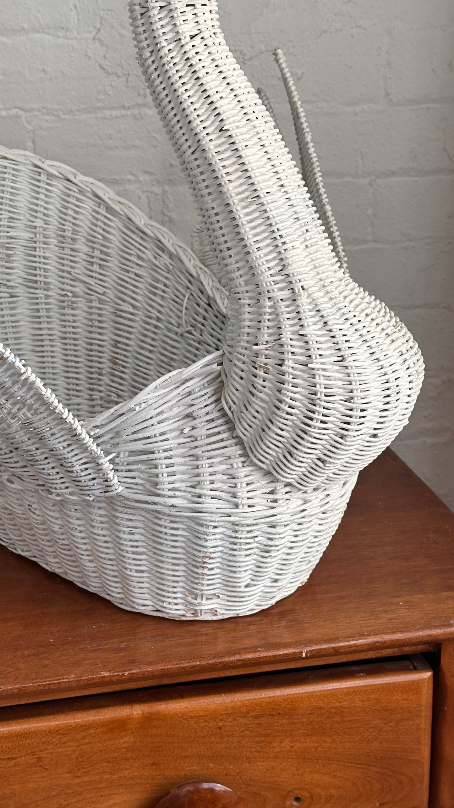 Large Vintage Wicker Swan Basket