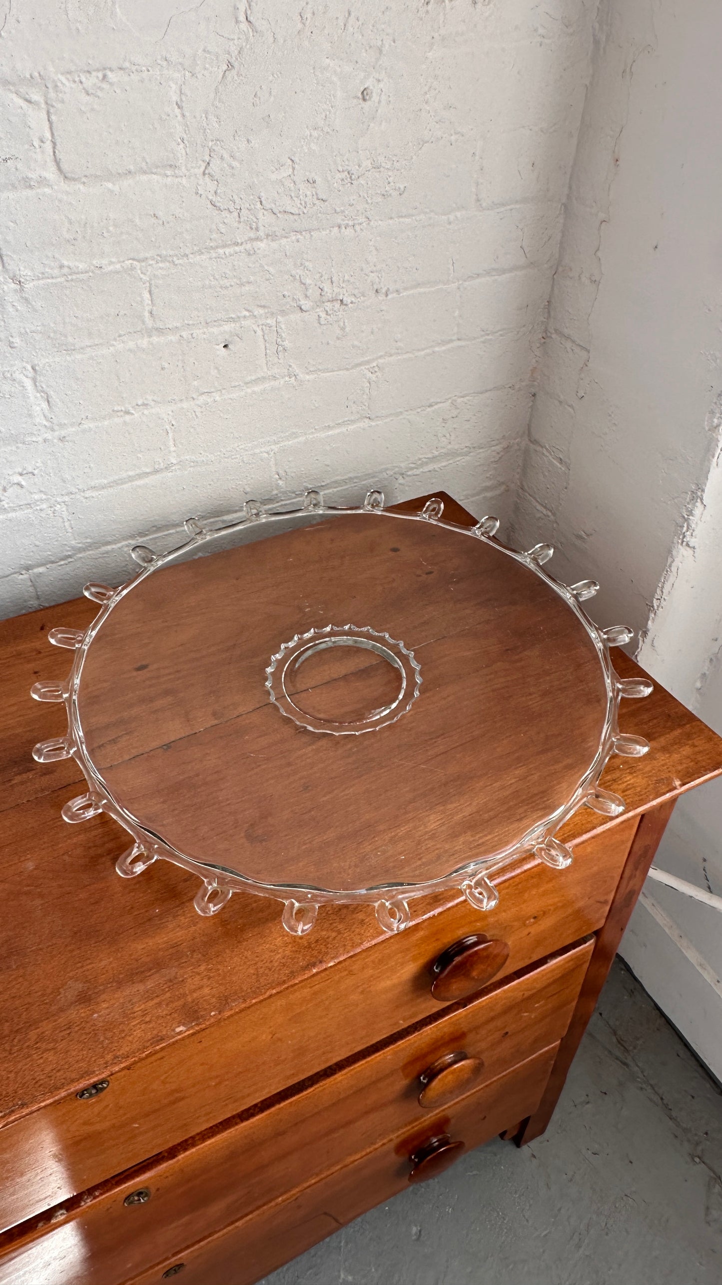 Large Vintage Heisey Lariat Looped Glass Serving Platter