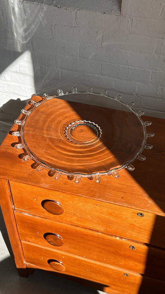 Large Vintage Heisey Lariat Looped Glass Serving Platter