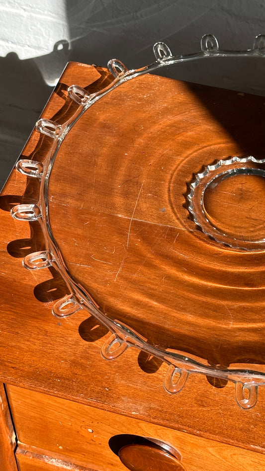 Large Vintage Heisey Lariat Looped Glass Serving Platter