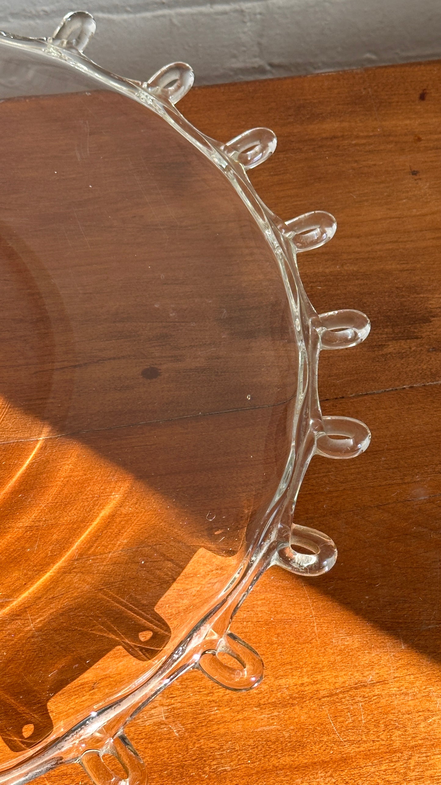 Large Vintage Heisey Lariat Looped Glass Serving Platter