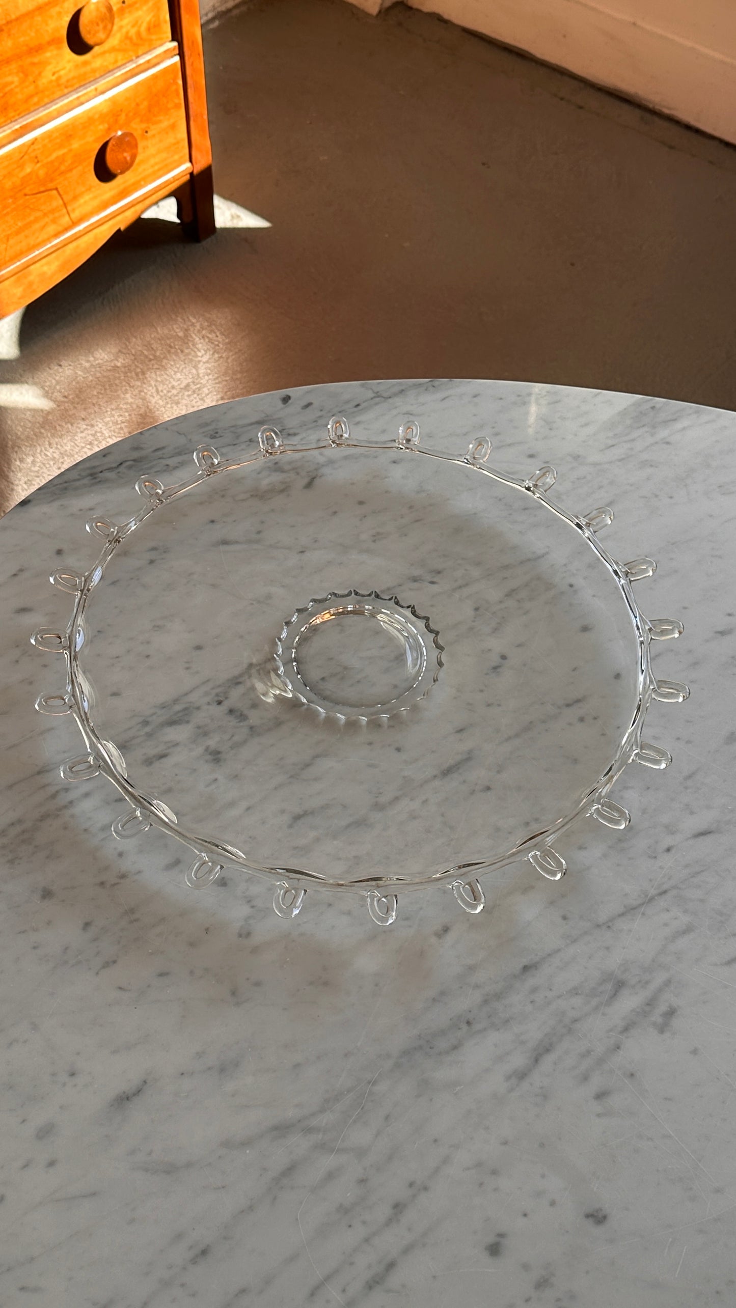 Large Vintage Heisey Lariat Looped Glass Serving Platter