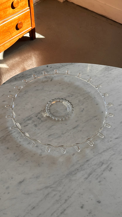 Large Vintage Heisey Lariat Looped Glass Serving Platter