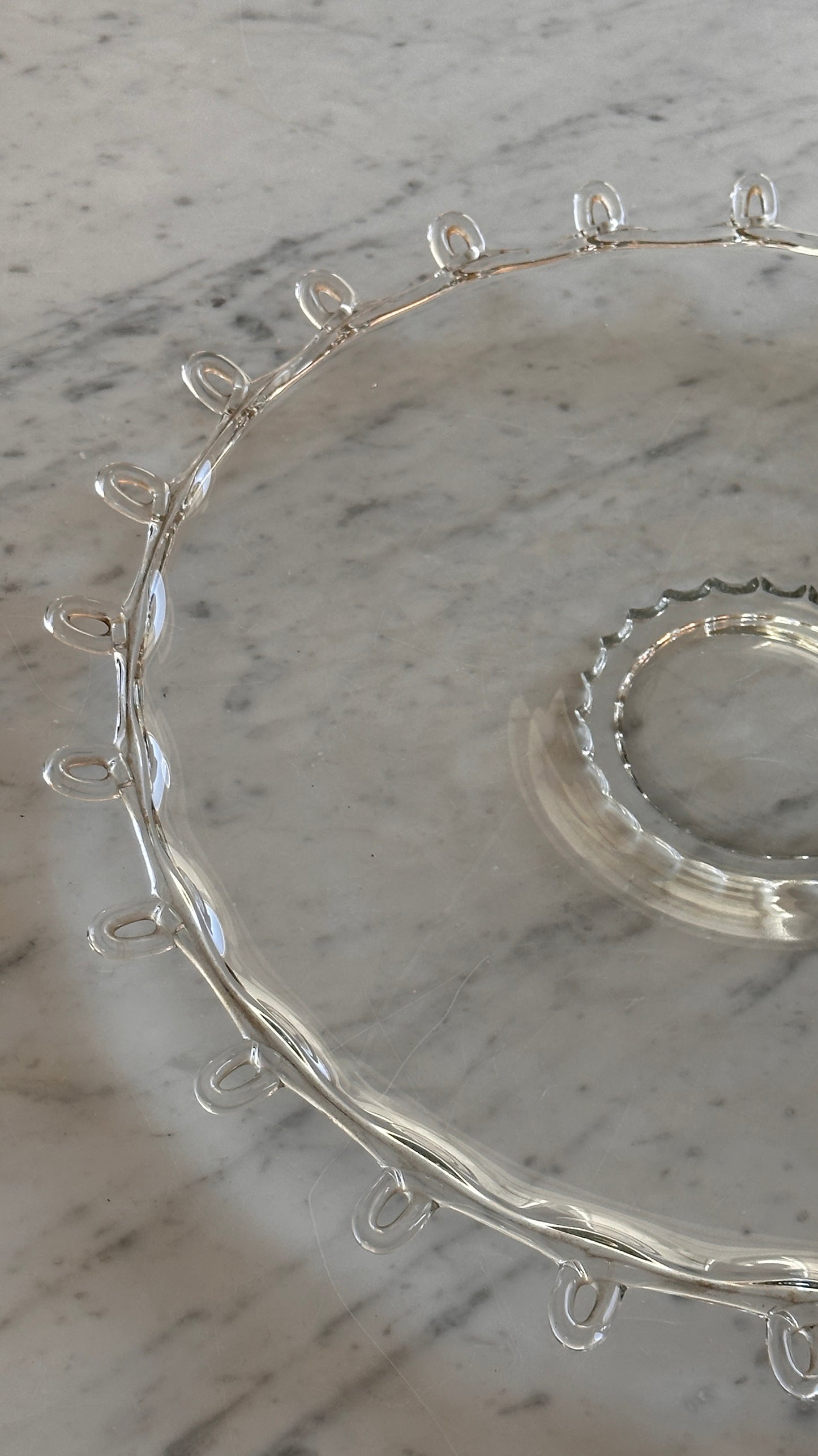 Large Vintage Heisey Lariat Looped Glass Serving Platter