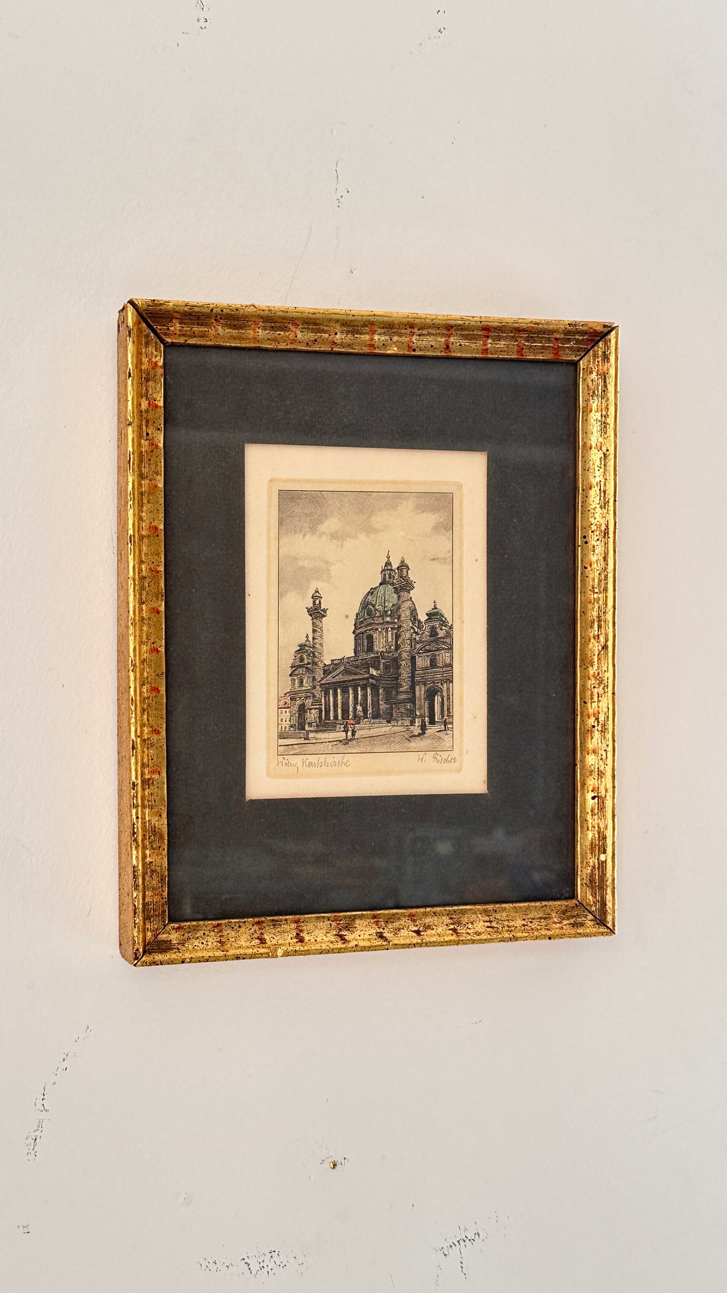 Wien, Karlskirche Etching by W. Fischer
