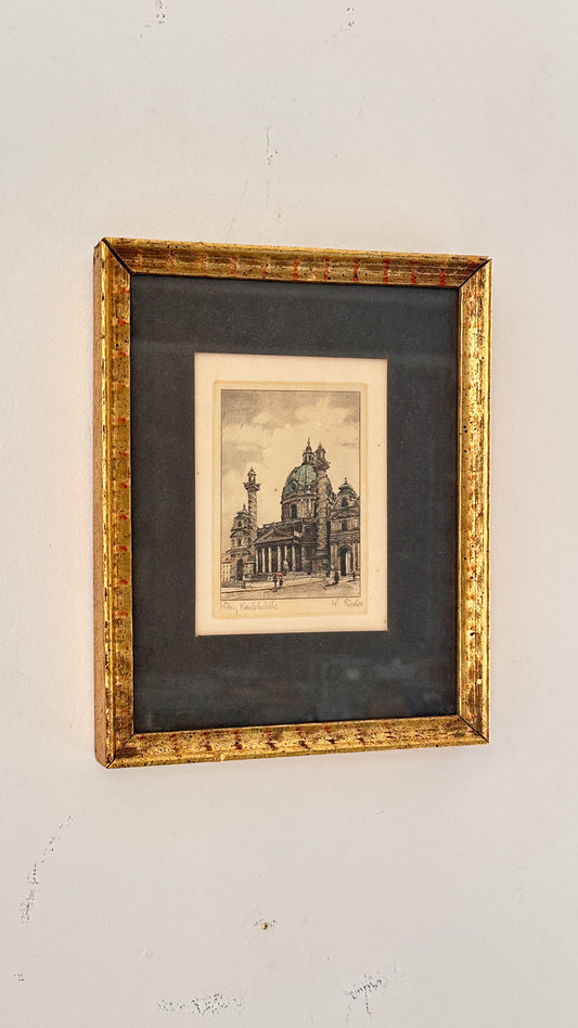 Wien, Karlskirche Etching by W. Fischer
