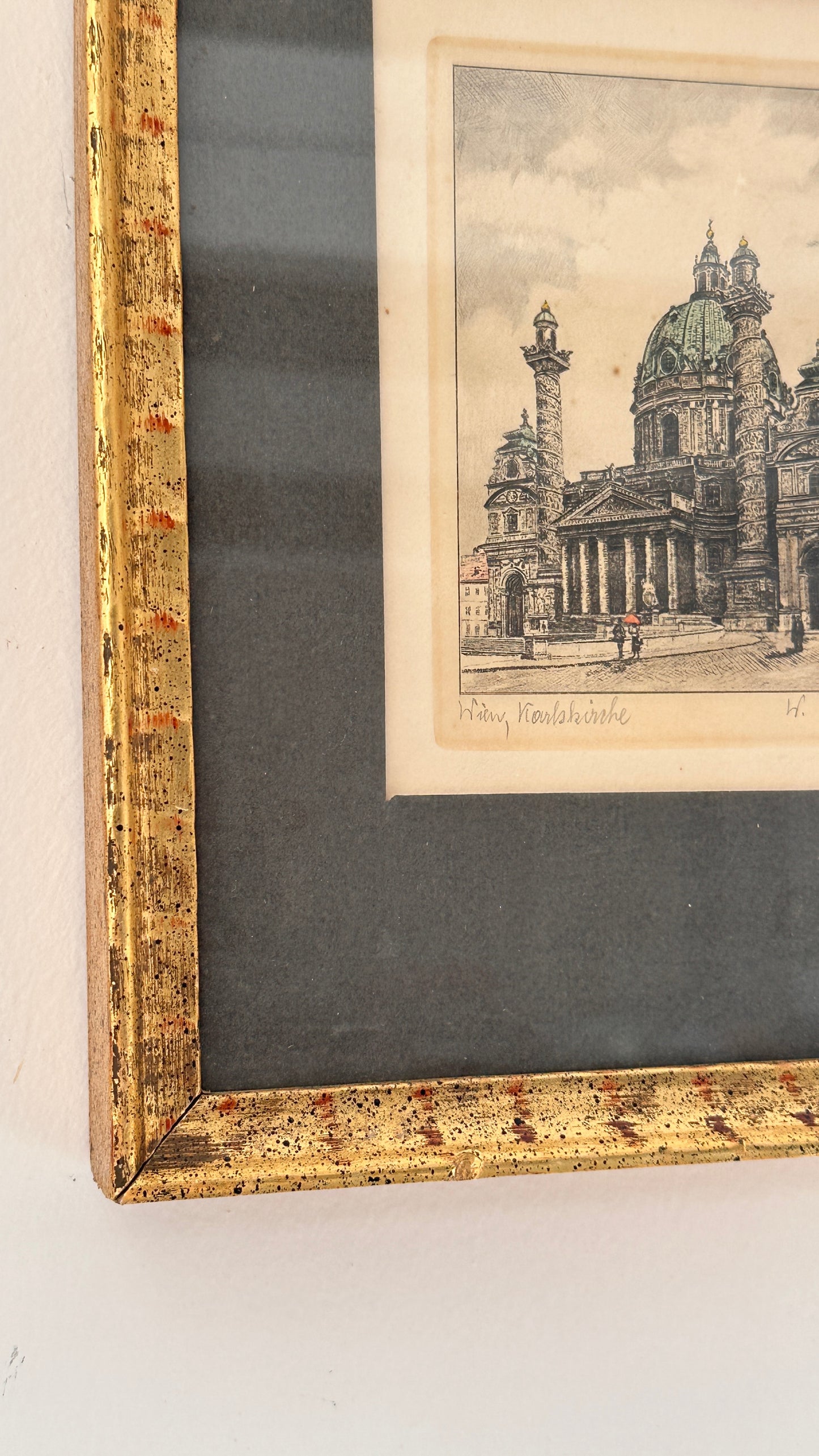 Wien, Karlskirche Etching by W. Fischer