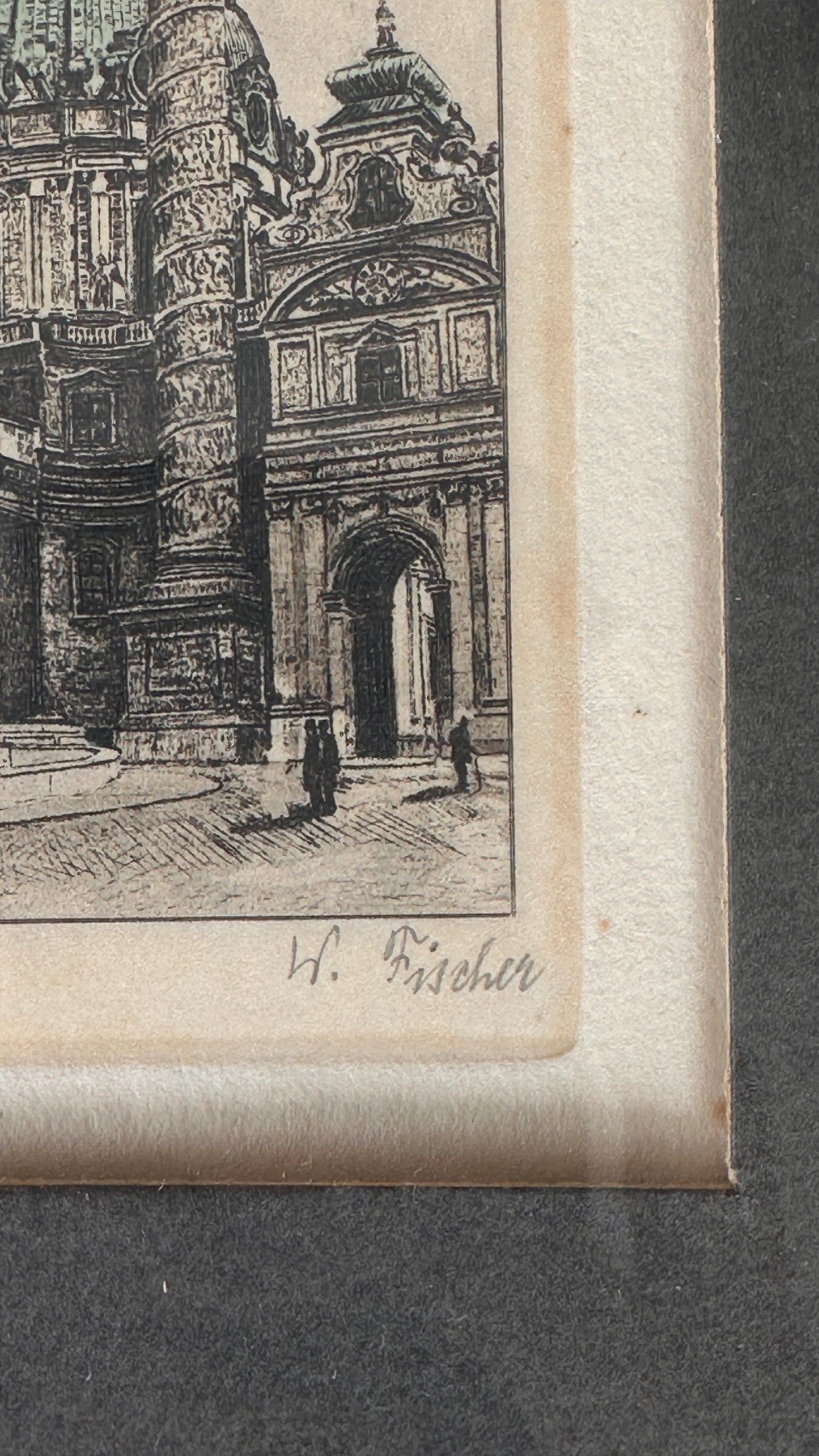 Wien, Karlskirche Etching by W. Fischer