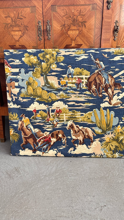 Vintage Western Fabric Stretched on Frame
