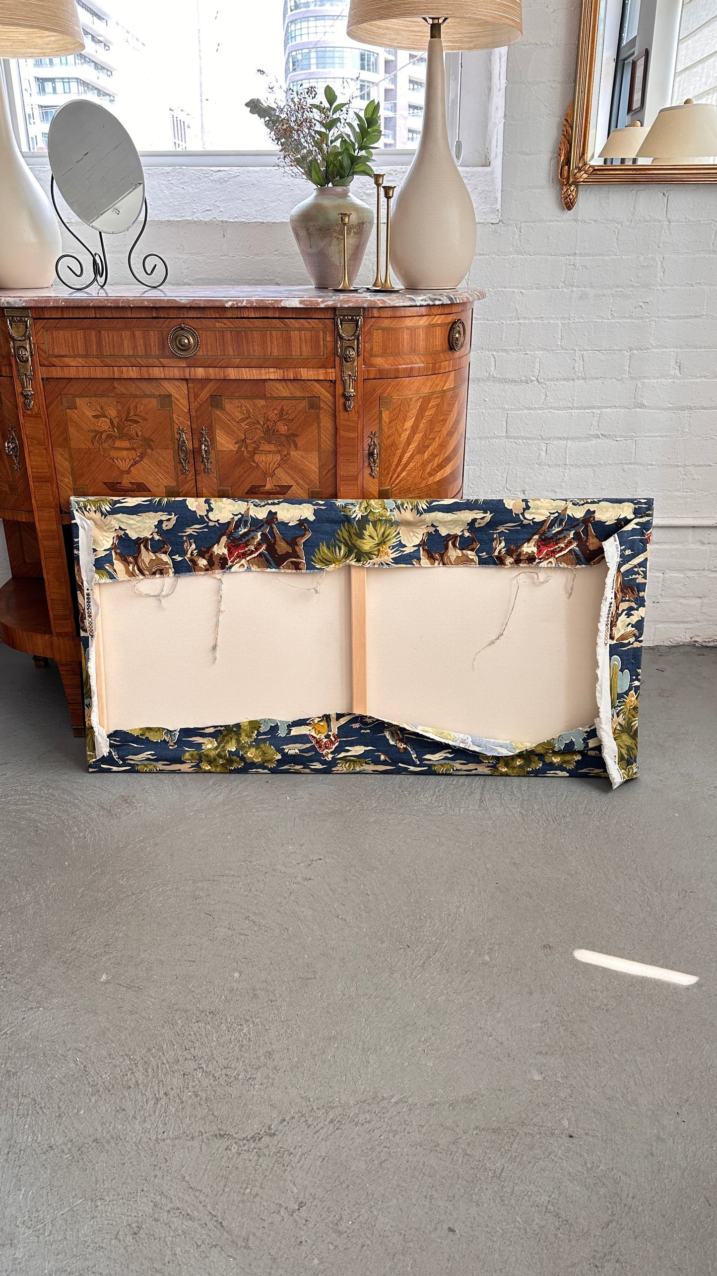 Vintage Western Fabric Stretched on Frame