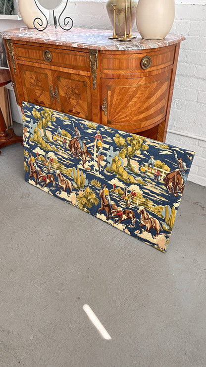 Vintage Western Fabric Stretched on Frame