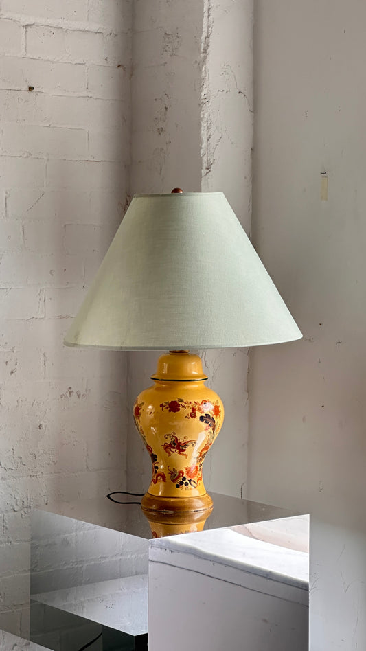 Vintage Floral Lamp with Mint Shade