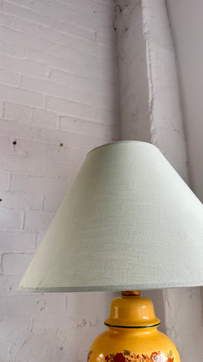 Vintage Floral Lamp with Mint Shade