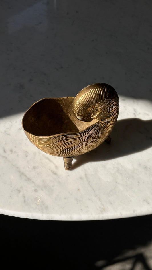 Vintage Brass Nautilus Planter