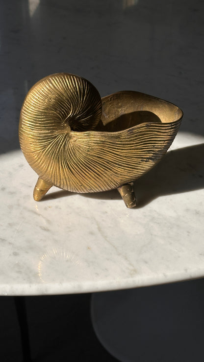 Vintage Brass Nautilus Planter
