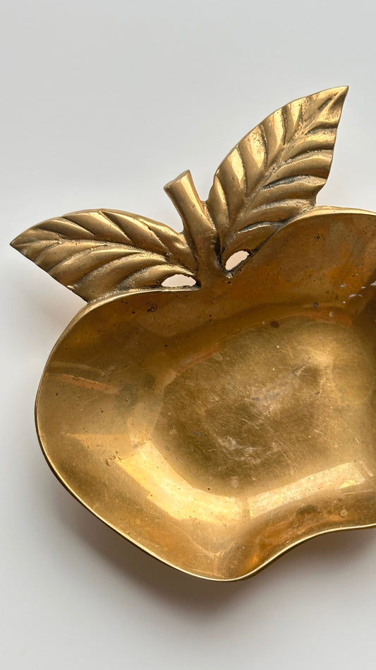 Vintage Brass Apple Trinket Dish