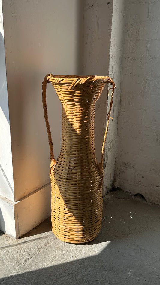 Wicker Floor Vase with Handles