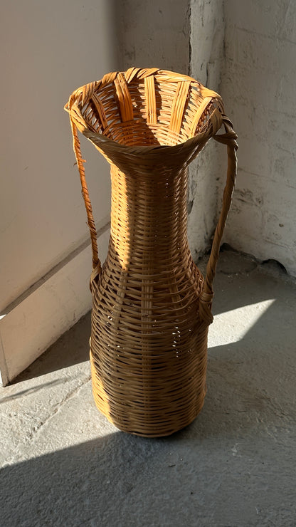 Wicker Floor Vase with Handles