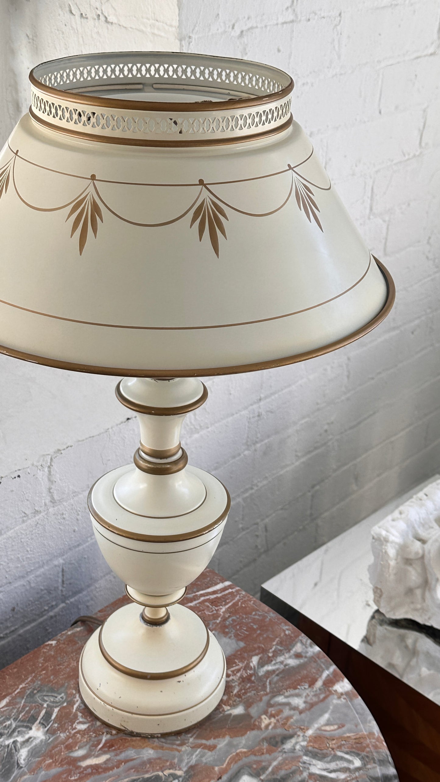 Vintage Metal Toleware Table Lamp
