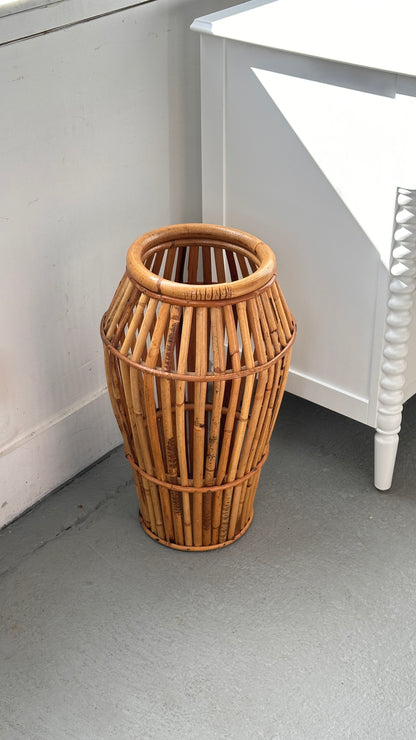 Vintage Italian Bamboo Umbrella Stand in the Manner of Franco Albini for Vittorio Bonacina