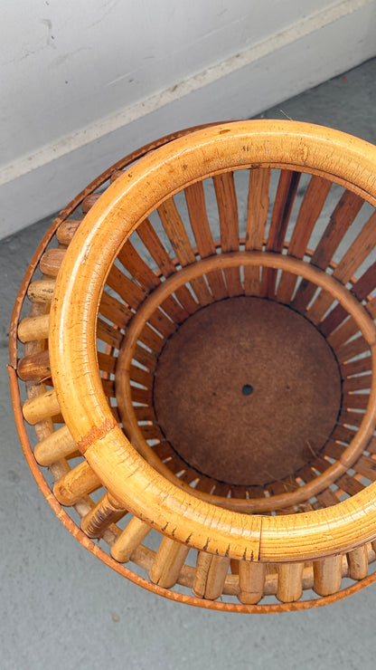 Vintage Italian Bamboo Umbrella Stand in the Manner of Franco Albini for Vittorio Bonacina