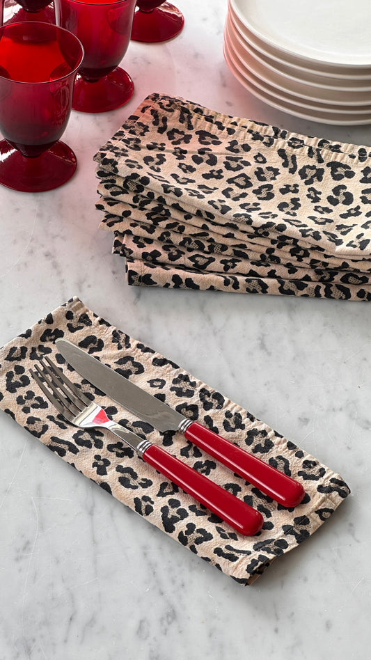 Set of 8 Leopard Print Napkins