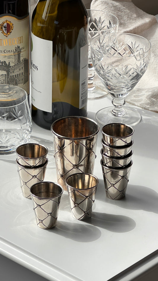 Set of 9 Vintage Silver Shot / Drinking Cups