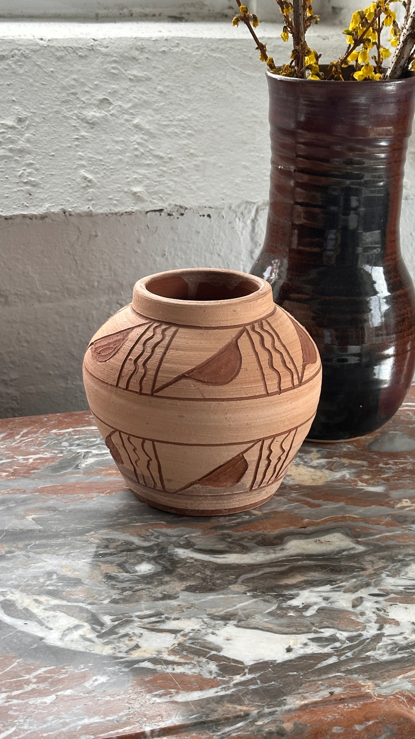 Folk Art Earthenware Vessel
