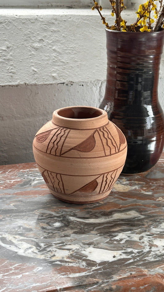 Folk Art Earthenware Vessel
