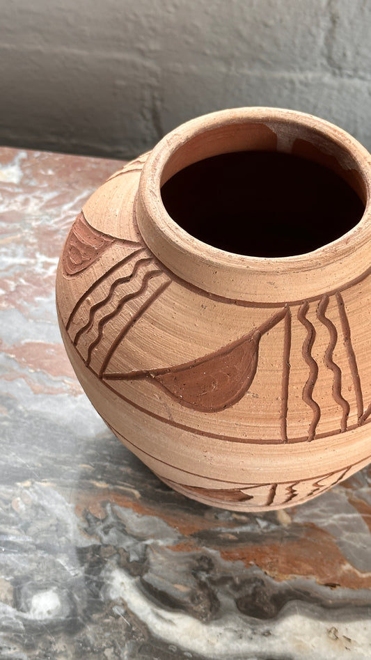 Folk Art Earthenware Vessel