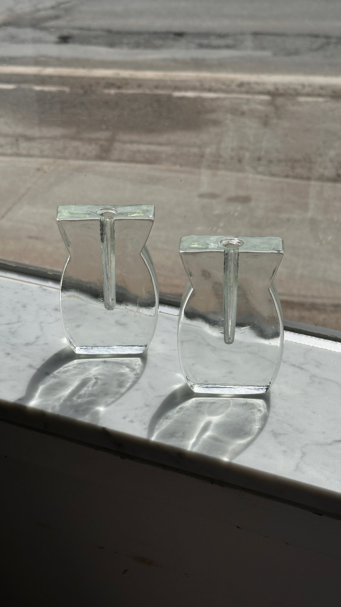 Pair of Mid Century Solifleur Glass Vases