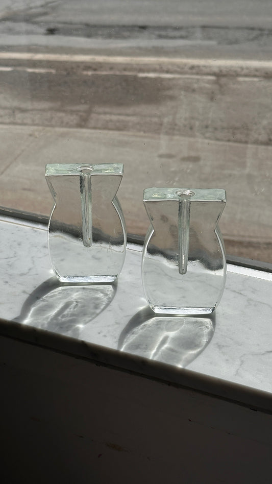 Pair of Mid Century Solifleur Glass Vases