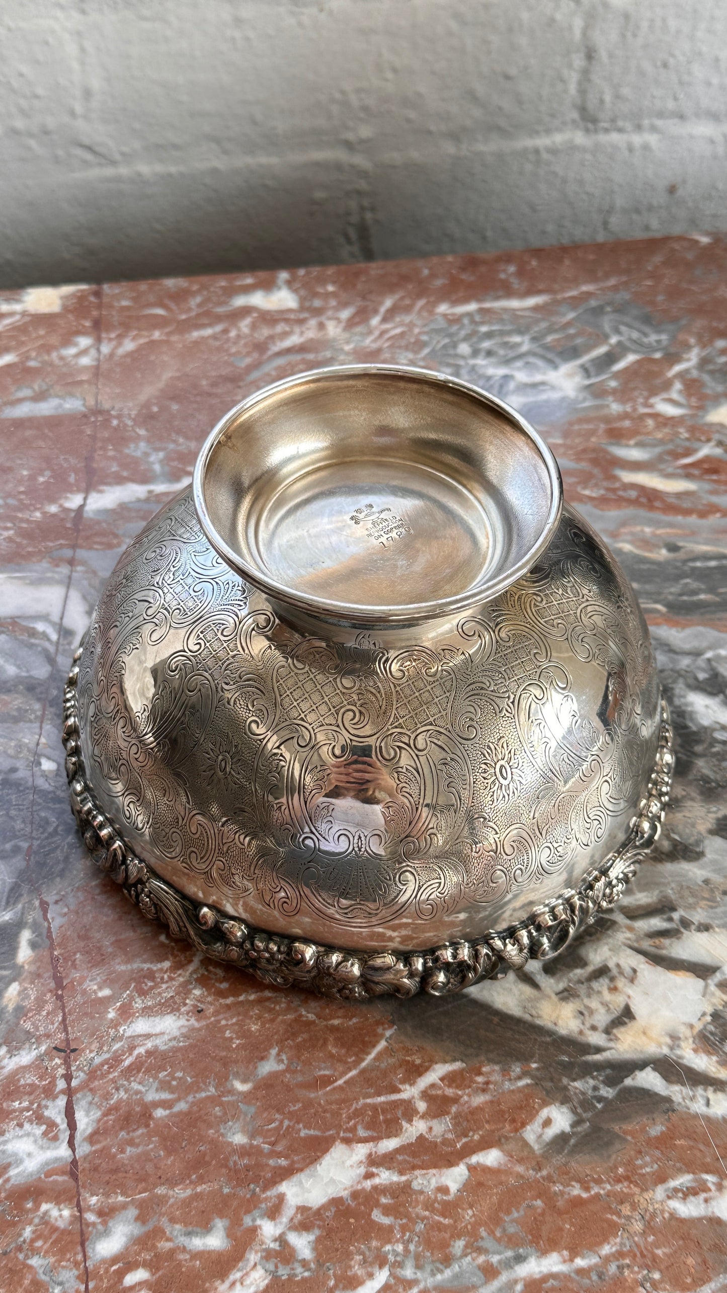 Sheffield Reproduction Silver Plated on Copper Footed Bowl