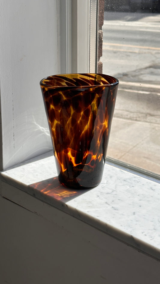 Pinched Tortoise Blown Glass Vase