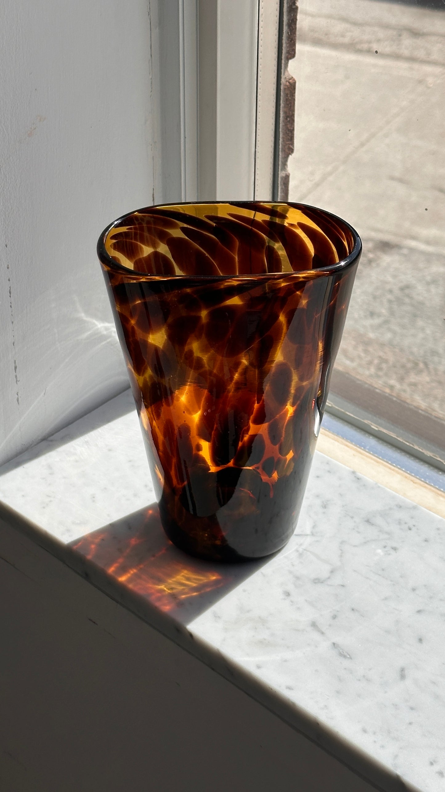 Pinched Tortoise Blown Glass Vase