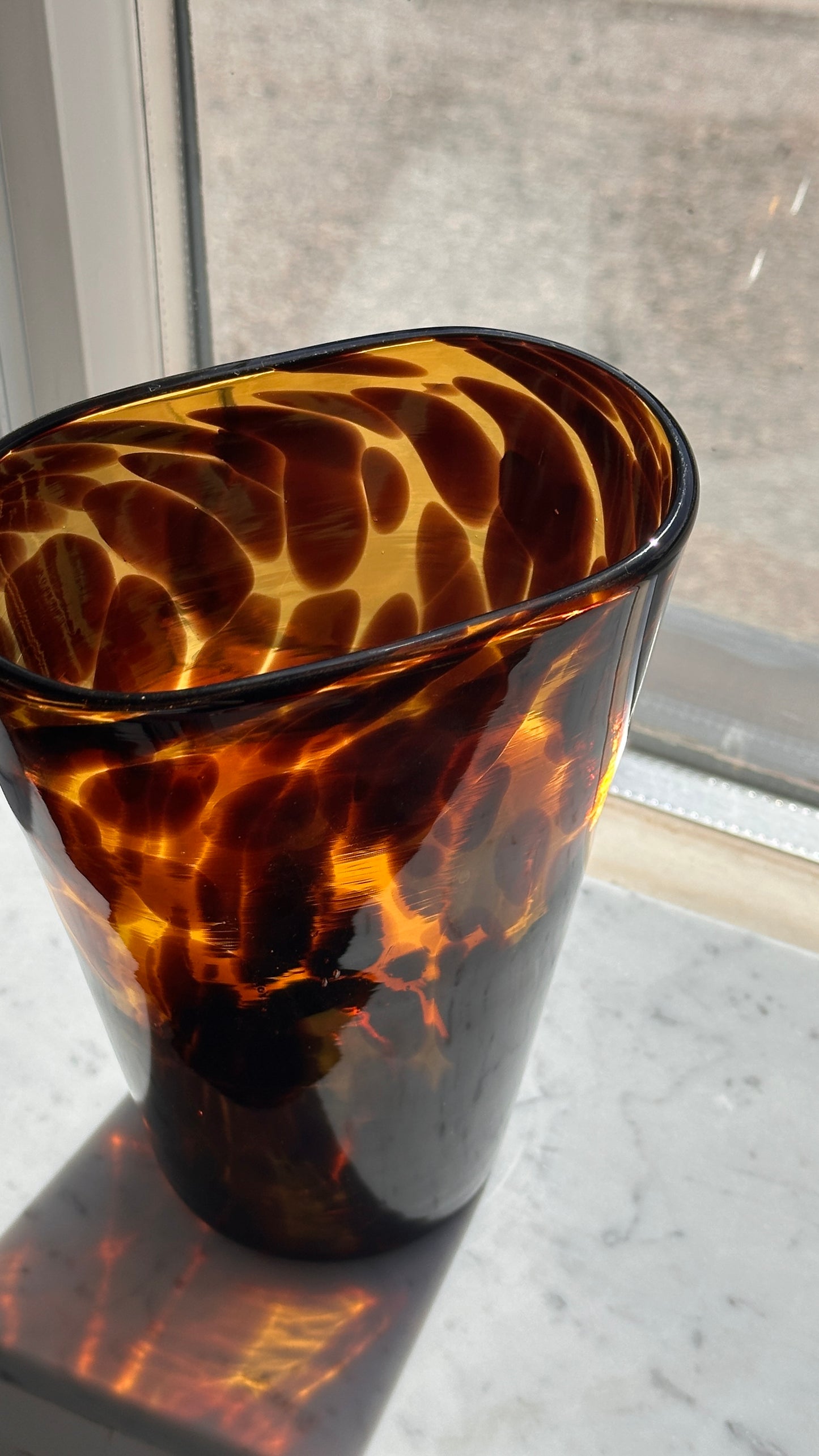 Pinched Tortoise Blown Glass Vase