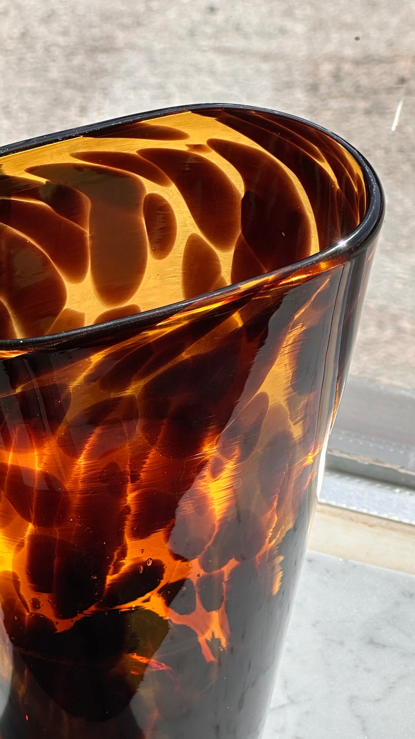 Pinched Tortoise Blown Glass Vase